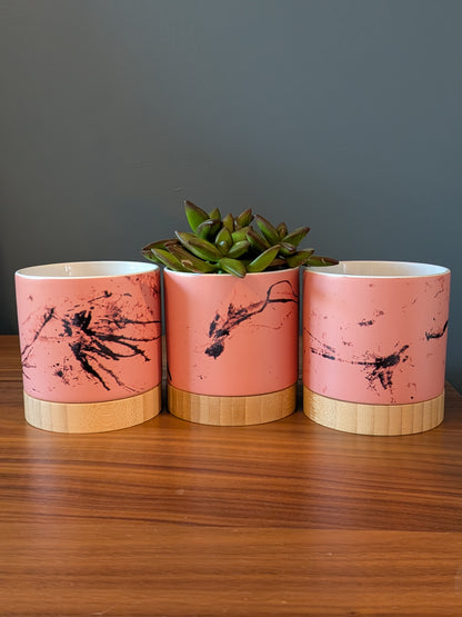 Dragonflies Shimmer - ceramic planter pot